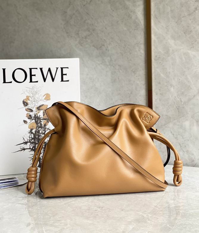 Loewe Flamenco Clutch Crossbody Bag in Tan Smooth Calfskin Leather