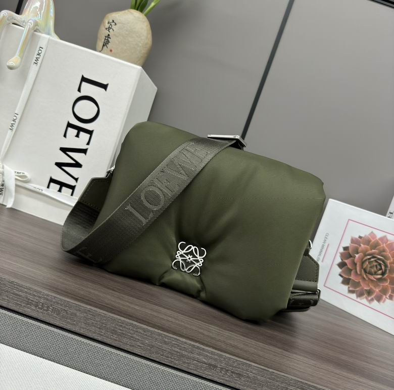 Loewe Puffer Goya Small Crossbody Bag in Khaki Green Padded Nylon