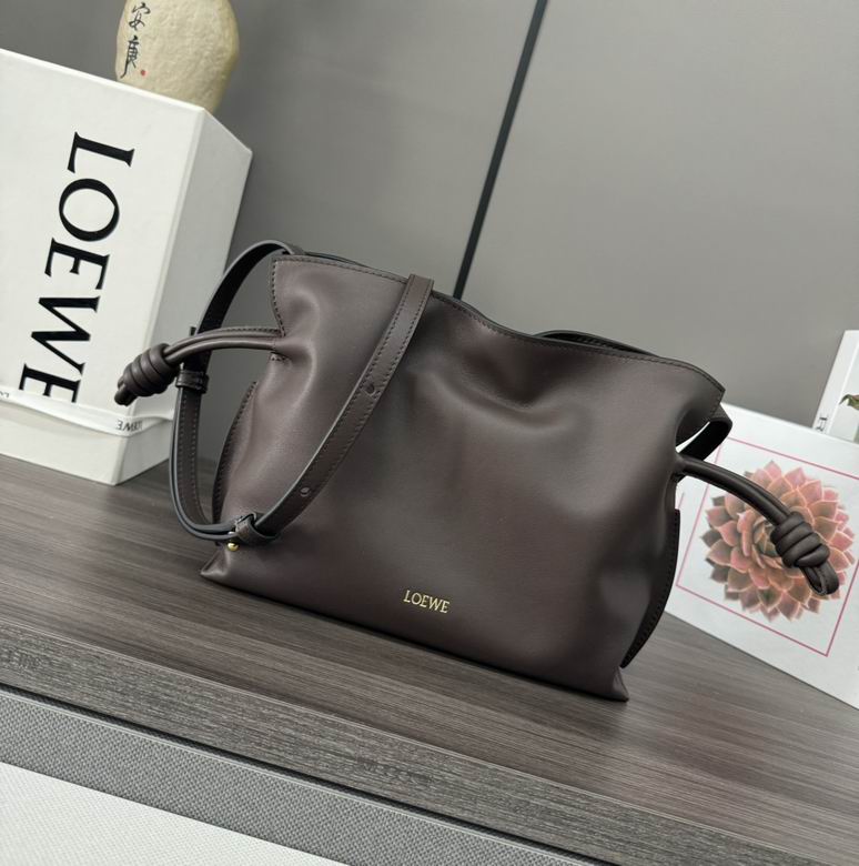 Loewe Flamenco Mini Clutch Shoulder Bag in Dark Brown Smooth Leather
