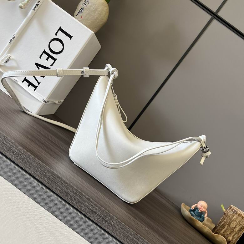 Loewe Hammock Small Hobo Shoulder Bag in White Smooth Leather
