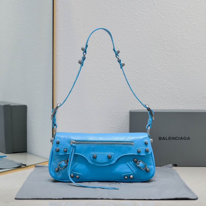 Balenciaga Le Cagole Shoulder Bag in Bright Blue Crinkled Leather