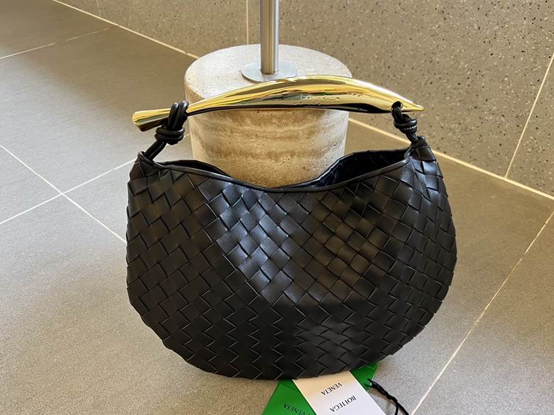 Bottega Veneta Sardine Top-Handle Bag in Black Intrecciato Leather