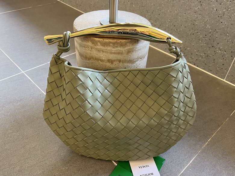 Bottega Veneta Sardine Top-Handle Bag in Sage Green Intrecciato Leather