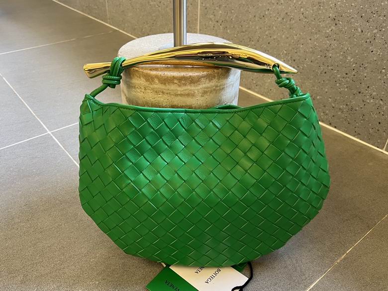 Bottega Veneta Sardine Top-Handle Bag in Green Intrecciato Leather
