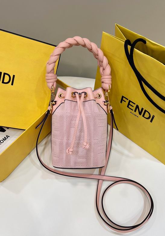 Fendi Mon Tresor Mini Bucket Bag in Pink with Braided Top Handle