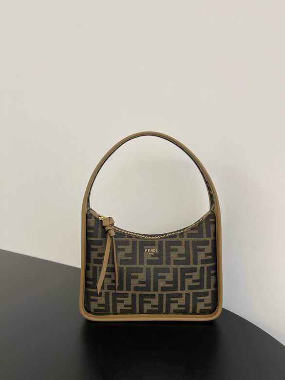 Fendi Fendigraphy Hobo Bag in Brown FF Jacquard Fabric with Leather Trim