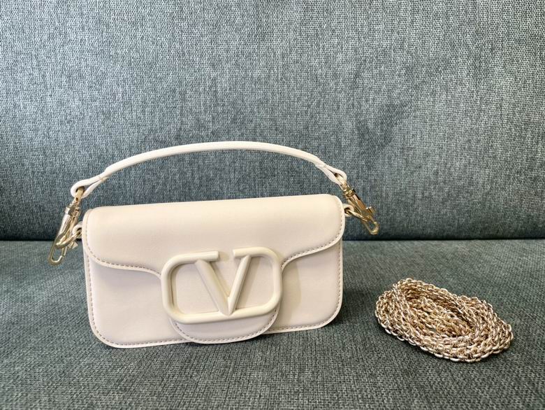 Valentino Locò Small Shoulder Bag with VLogo Signature in White Leather