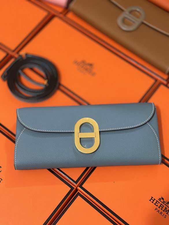 Hermès Ancre To Go Wallet Clutch in Blue Jean Epsom Leather with Gold Hardware