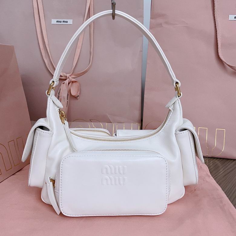 Miu Miu Nappa Pocket Shoulder Bag 5BC146 in White Leather