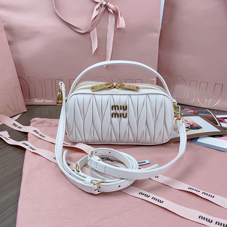 Miu Miu Matelassé Nappa Leather Top-Handle Crossbody Bag in White