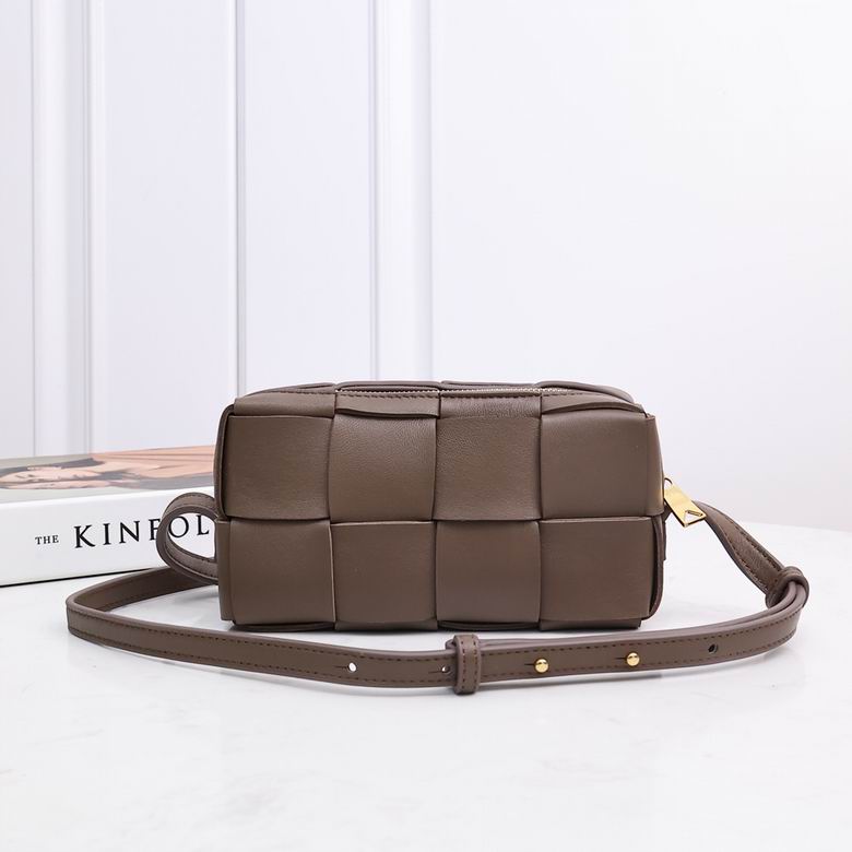 Bottega Veneta Brick Cassette Crossbody Bag in Taupe Intrecciato Leather