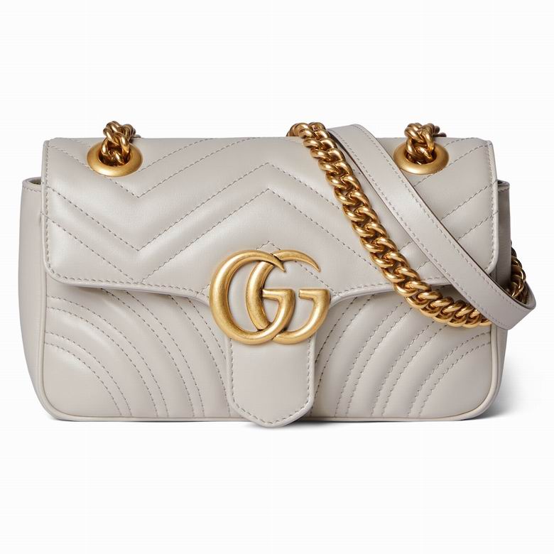 Gucci GG Marmont Mini Shoulder Bag in Light Grey Matelassé Leather