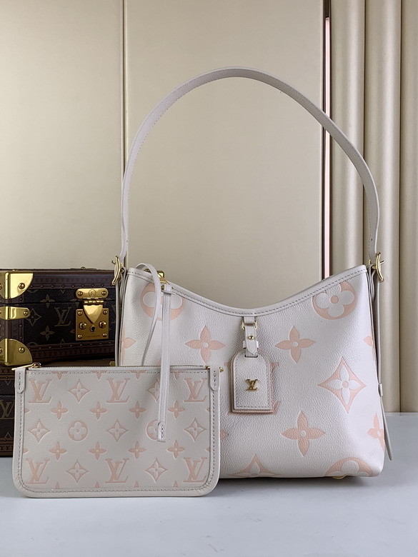 Louis Vuitton CarryAll PM Shoulder Bag in Cream Monogram Empreinte Leather
