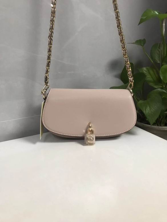 Michael Kors Mona Small Chain Crossbody Saddle Bag in Blush Pink Leather