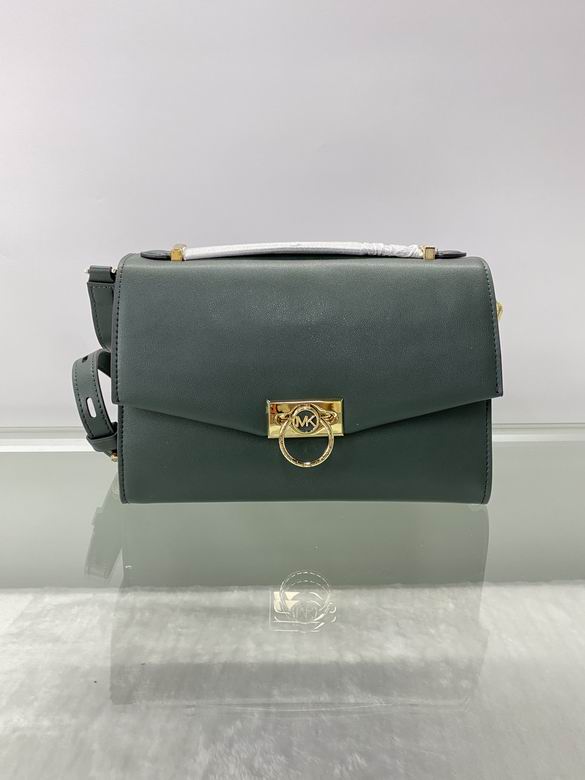 Michael Kors Hendrix Medium Flap Shoulder Bag in Dark Green Leather