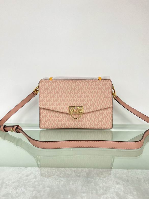 Michael Kors Hendrix Medium Shoulder Bag in Blush Pink MK Logo Canvas