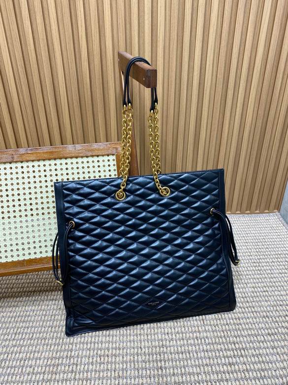 Saint Laurent Quilted Chain-Handle Tote Bag in Black Leather