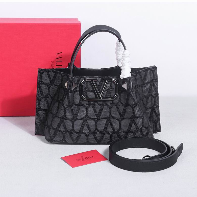 Valentino Garavani Toile Iconographe Small Tote Bag in Black Grey Jacquard