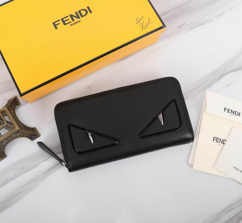 Fendi Bag Bugs Monster Eyes Zip-Around Wallet in Black Leather