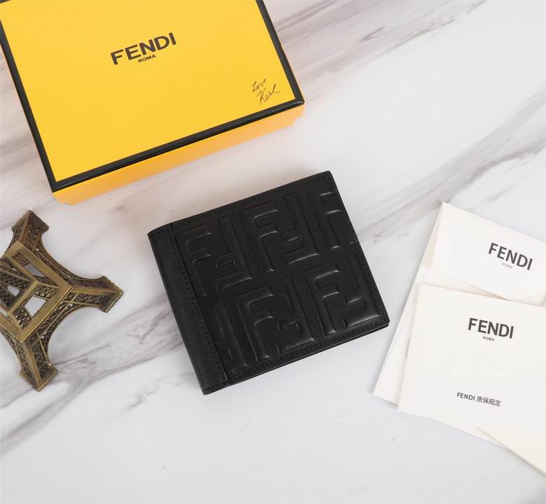 Fendi FF Embossed Bifold Wallet in Black Leather