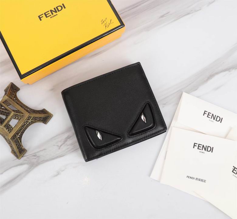 Fendi Bag Bugs Bifold Wallet in Black Leather with Monster Eyes