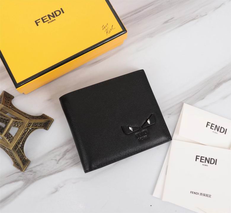Fendi Bag Bugs Bifold Wallet in Black Leather with Monster Eyes
