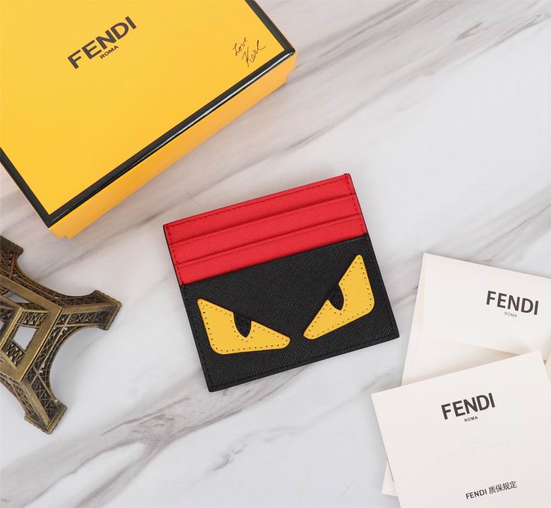 Fendi Bag Bugs Monster Eyes Card Holder in Black and Red Leather