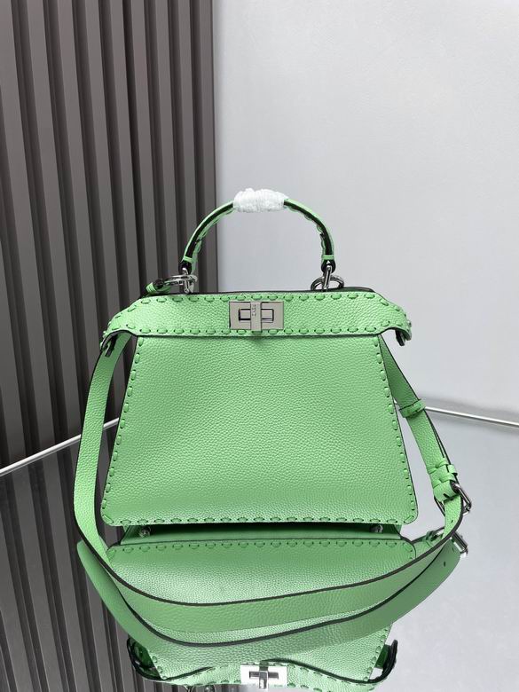 Fendi Peekaboo Medium Top-Handle Bag in Mint Green Selleria Leather