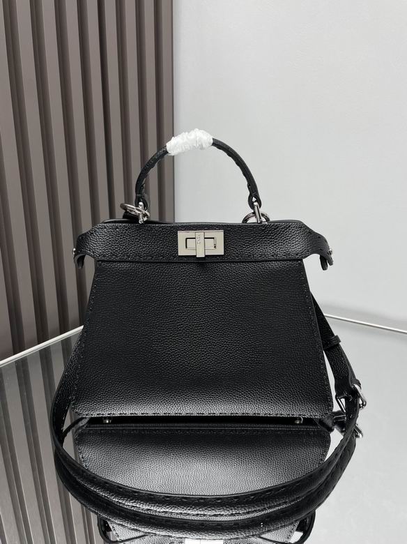 Fendi Peekaboo ISeeU Medium Top-Handle Bag in Black Grained Leather