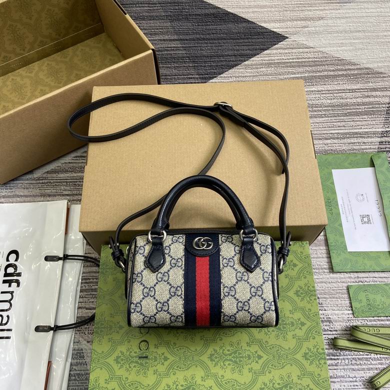 Gucci Ophidia Mini Top-Handle Bag in GG Supreme Canvas with Web Stripe