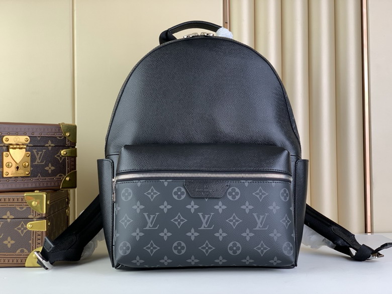 Louis Vuitton Discovery Backpack in Black Taiga Leather and Monogram Eclipse