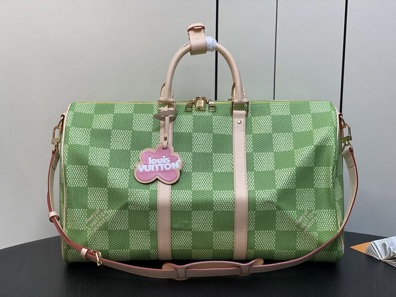 Louis Vuitton Keepall Bandoulière 50 Travel Bag in Green Damier Canvas