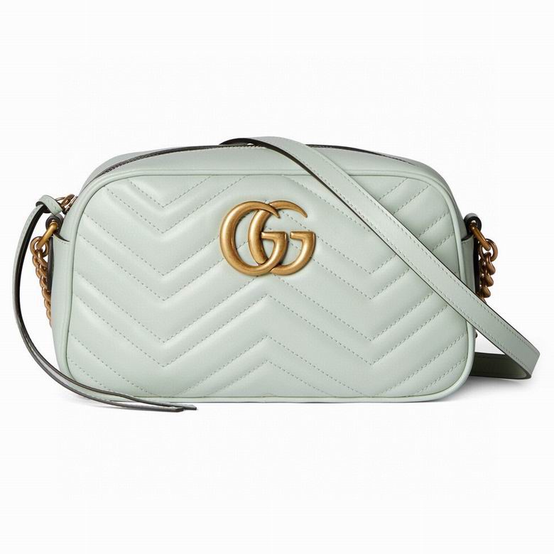 Gucci GG Marmont Small Matelassé Shoulder Bag in Pale Mint Green Leather