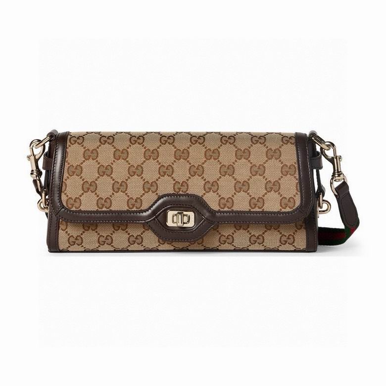 Gucci Luce Small Shoulder Bag in Beige and Ebony GG Canvas