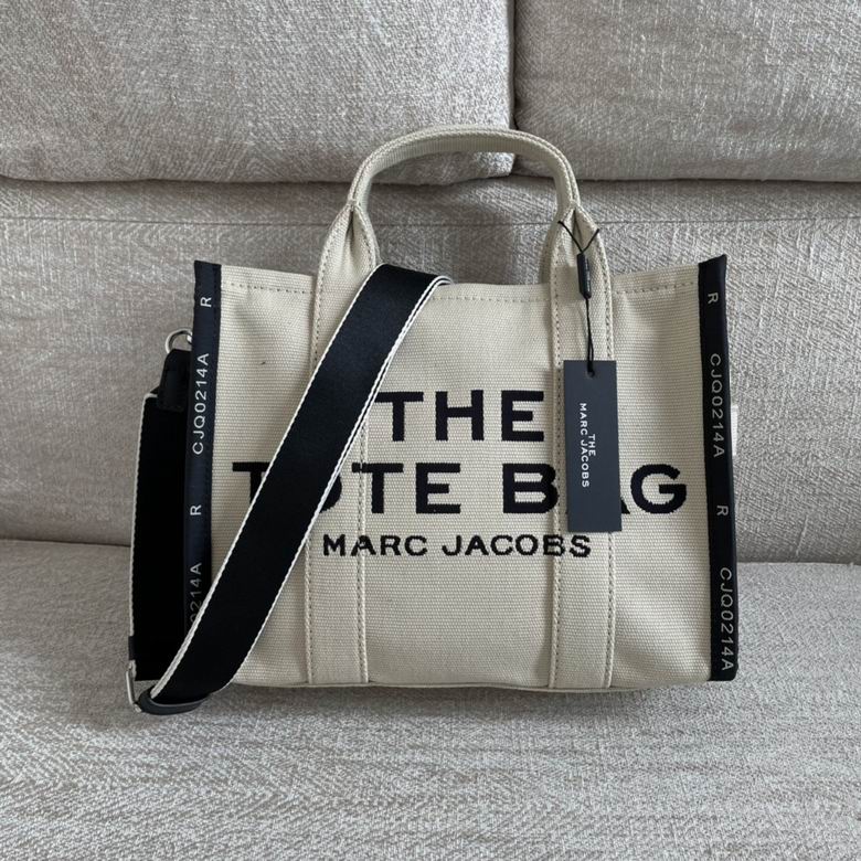 Marc Jacobs The Jacquard Large Tote Bag in Warm Sand Canvas with Strap