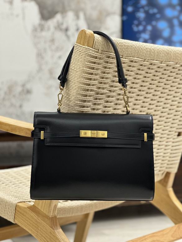 Saint Laurent Manhattan Top-Handle Bag in Black Smooth Leather