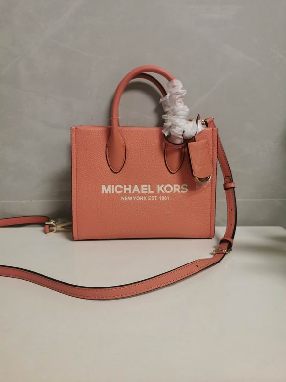 Michael Kors Mirella Small Tote Bag with Crossbody Strap in Coral Pebbled Leather