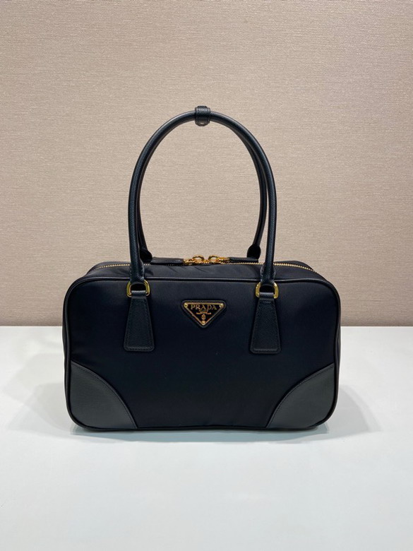 Prada Re-Edition Top-Handle Bag in Black Re-Nylon and Saffiano Leather