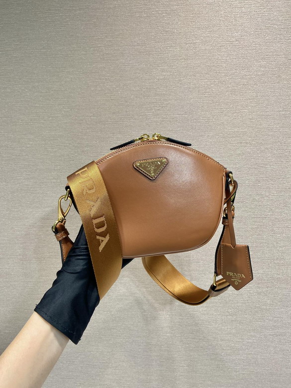 Prada Mini Crossbody Shoulder Bag in Caramel Brown Leather with Logo Strap