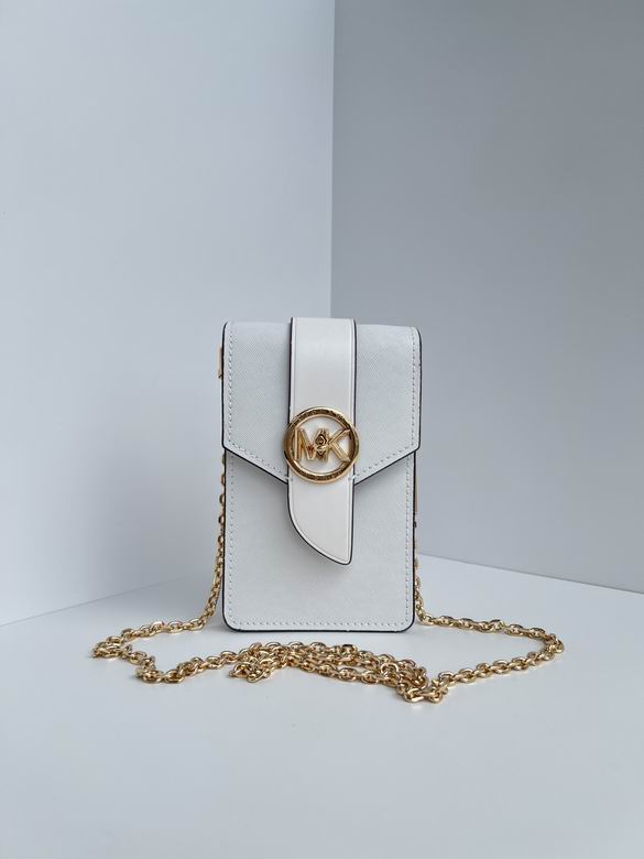 Michael Kors Carmen Phone Crossbody Bag in White Saffiano Leather