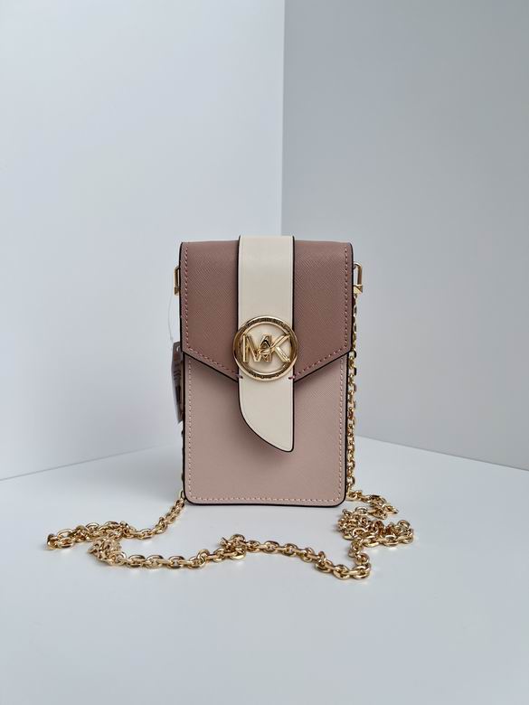 Michael Kors Carmen Phone Crossbody Bag in Blush Color-Block Saffiano Leather