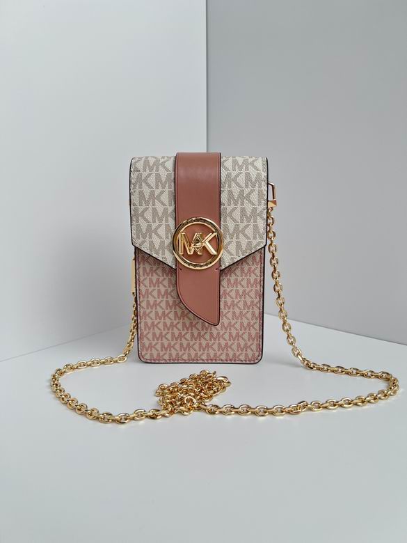 Michael Kors Greenwich Small Phone Crossbody in Pink and Vanilla Logo Print
