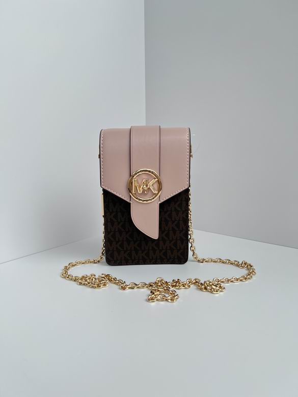 Michael Kors Greenwich Small Phone Crossbody Bag in Brown Logo and Blush
