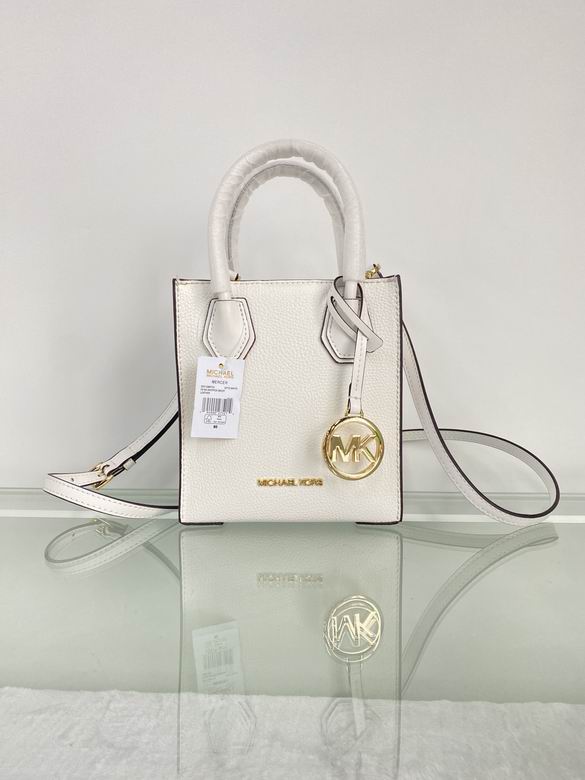 Michael Kors Mercer Extra-Small Crossbody Tote in White Pebbled Leather