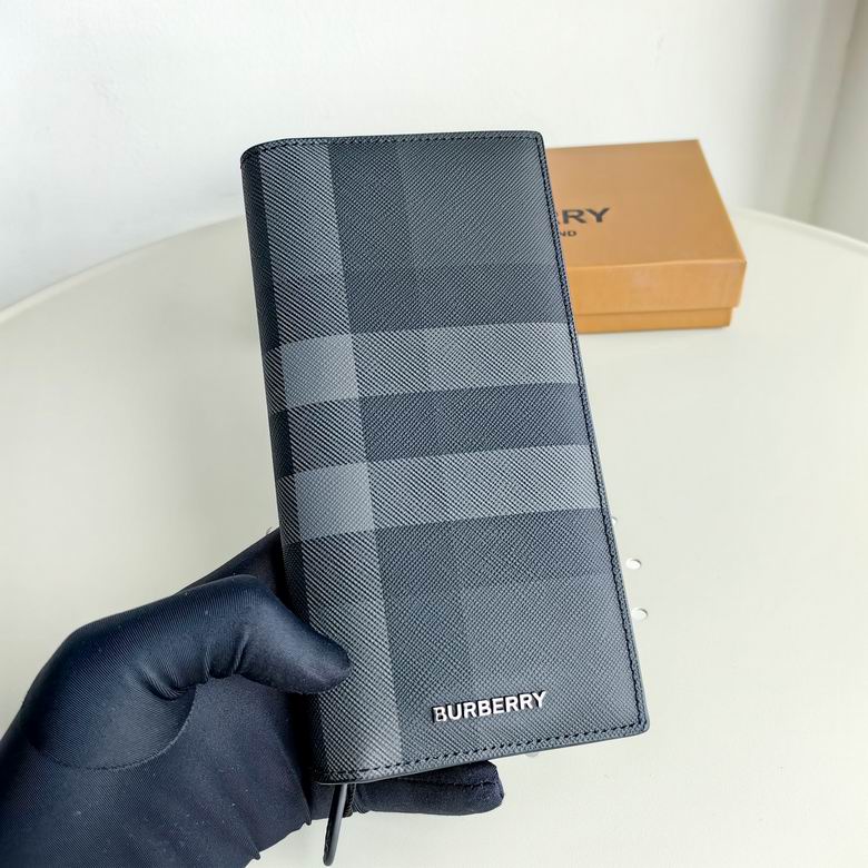 Burberry Check Long Bifold Continental Wallet in Charcoal Grey