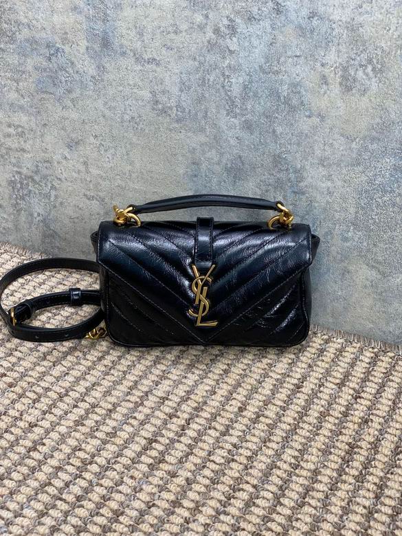 Saint Laurent College Mini Top-Handle Bag in Black Quilted Leather