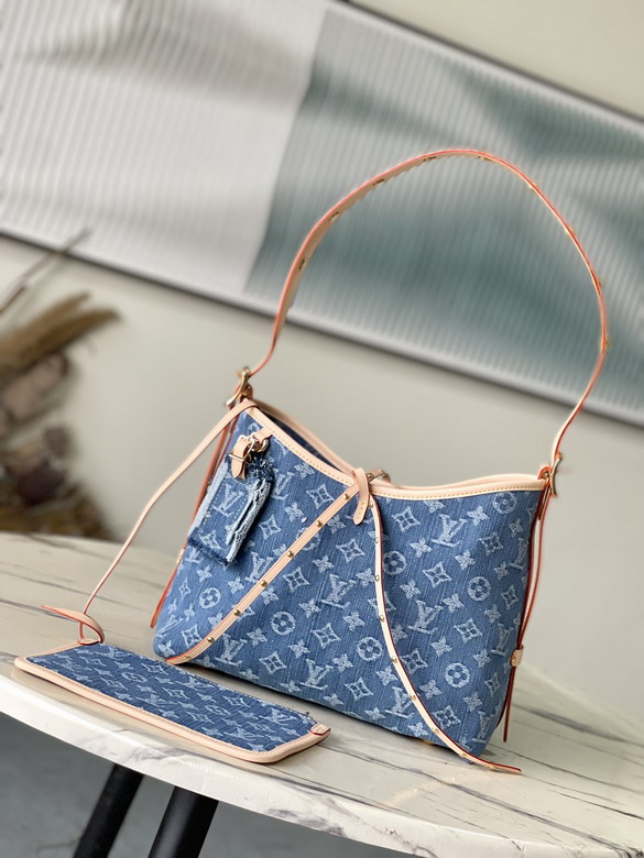 Louis Vuitton CarryAll PM Shoulder Bag in Blue Monogram Denim