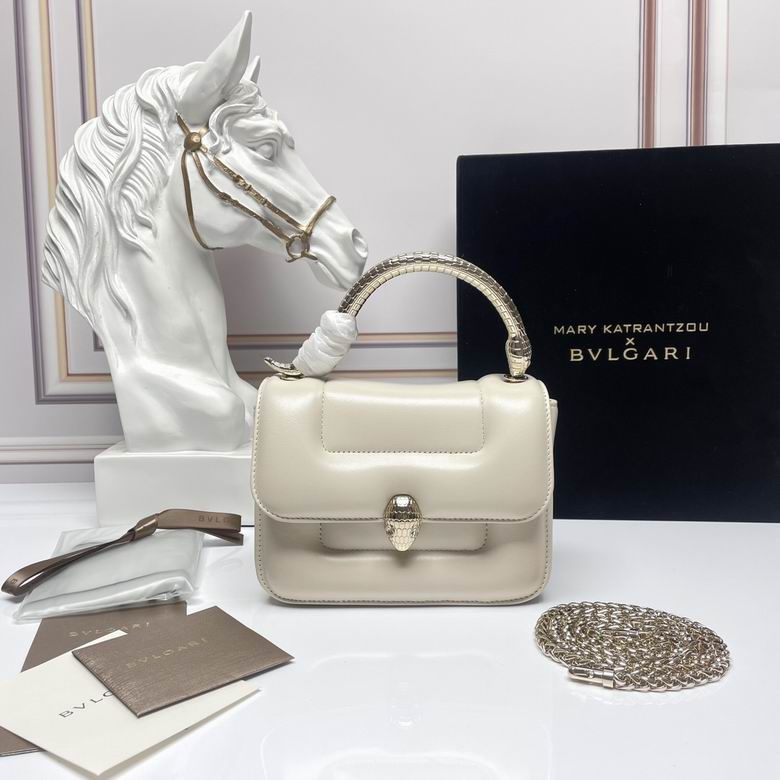 Bulgari x Mary Katrantzou Serpenti Top-Handle Bag in Ivory Smooth Leather