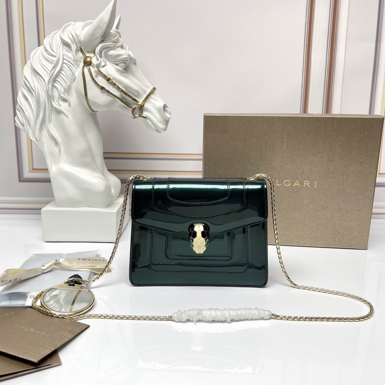 Bulgari Serpenti Forever Crossbody Bag in Dark Green Patent Leather