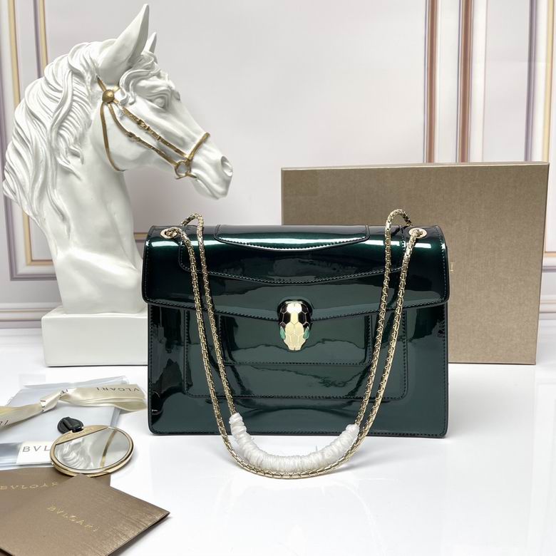 Bulgari Serpenti Forever Shoulder Bag in Dark Green Patent Leather